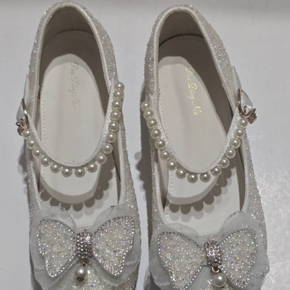 Summer Girls Dress Shoes with Wedding Party White Sequin Shoes for Girls
